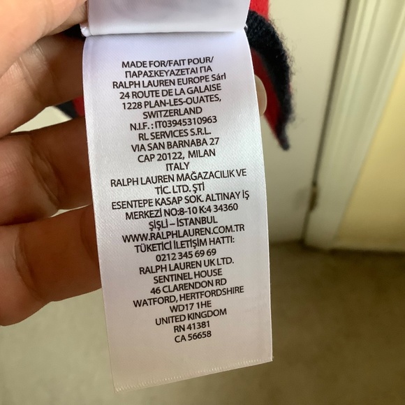 Lauren Ralph Lauren Intarsia-Knit Two-Tone Poncho Navy Red One Size Plus - Picture 16 of 16